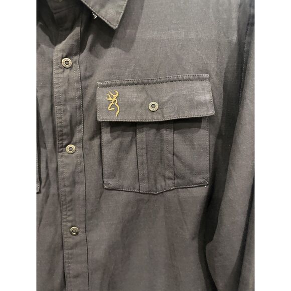 Browning Shirt Mens XL Dark Gray Long Sleeve Buckmark Heritage Hunting Outdoor - Picture 3 of 10